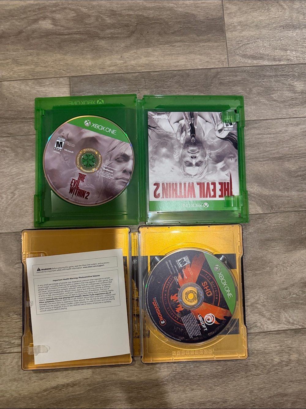 Tom Clancy- the division 2  & The Evil Within 2 – Xbox One Green Case - Picture 5 of 6